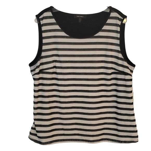 Nine West Striped Sleeveless Top, XL - Picture 1 of 7